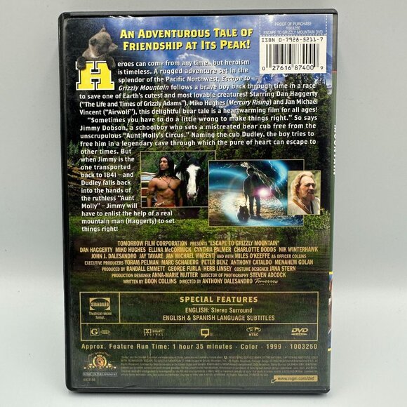 Escape To Grizzly Mountain DVD 1999 Dan Haggerty MGM Family Adventure Movie - Picture 2 of 3